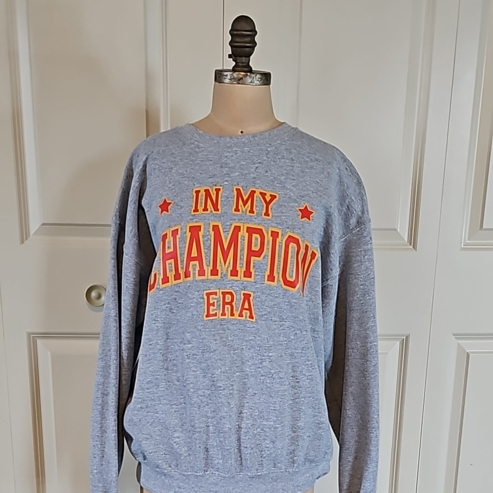 Hanes Gray Crewneck Sweater with Bold Text